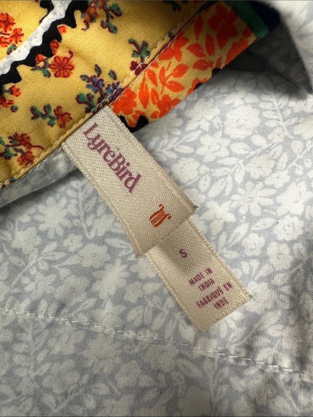 Anthropologie LyreBird Patchwork Duck Heart Pajama Set Shorts Shirt Cotton Small - Picture 14 of 16
